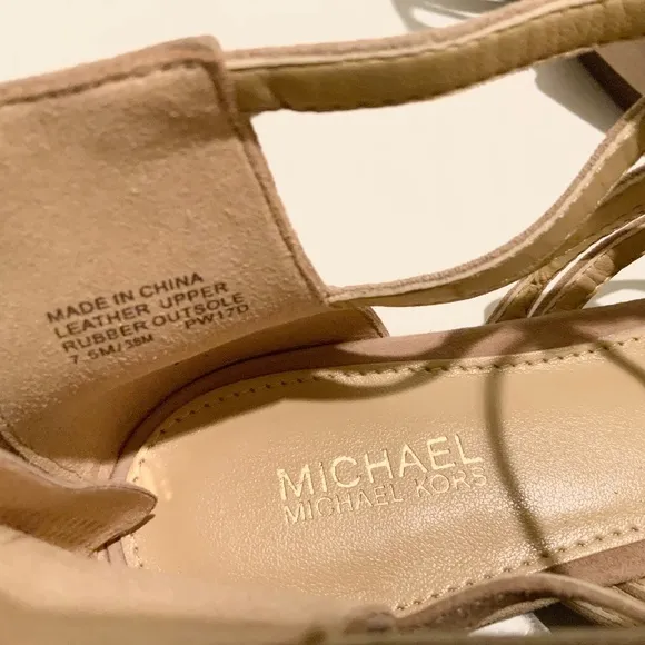 Michael Kors Clarissa Nude Suede Flat Sandal Leather Pointed Toe Slide Flats 7.5