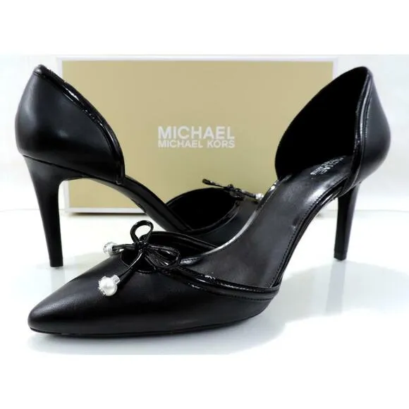 Michael Kors Gia Flex D'Orsay Pump Heels Pointy Toe Leather Black