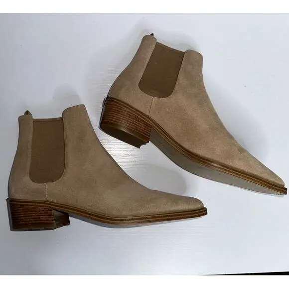 Michael Kors Lottie Suede Leather Ankle Booties Tan/Neutral Size 9M Pull On