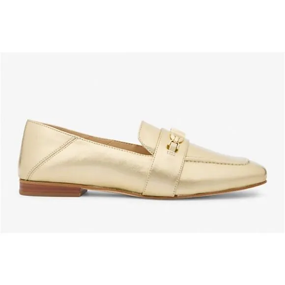 Michael Kors Mules Leather Slip On Tiffanie Metallic Leather Loafer Size 6 NWT