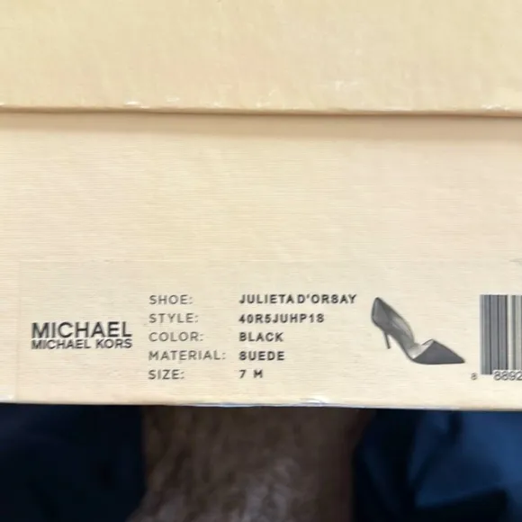 Michael Kors Pointed Toe D'Orsay Pumps - Julieta High-Heel - BLACK SUEDE -