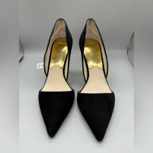 Michael Kors Pointed Toe D'Orsay Pumps - Julieta High-Heel - BLACK SUEDE -