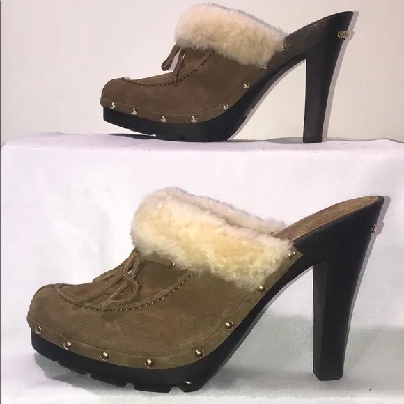 Michael Kors Shearling lined Mules Size 8 EUC