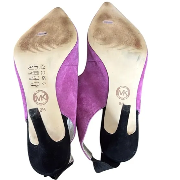 Michael Kors Sivian Sling Back Heels In Pinkish purple and Black Size 8M
