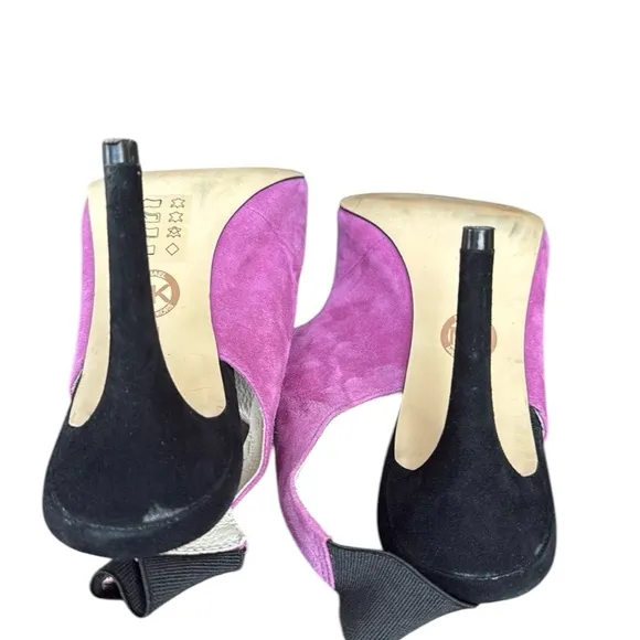 Michael Kors Sivian Sling Back Heels In Pinkish purple and Black Size 8M