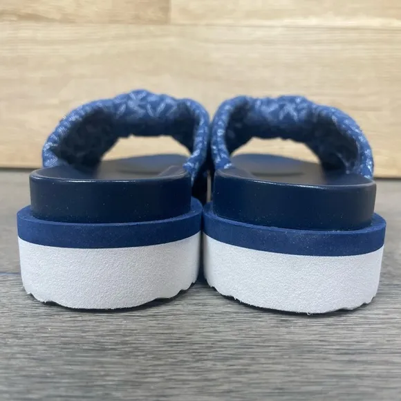 Michael Kors Womens Josie Knit Slip on Slide Sandals Blue 6 Medium (B M)