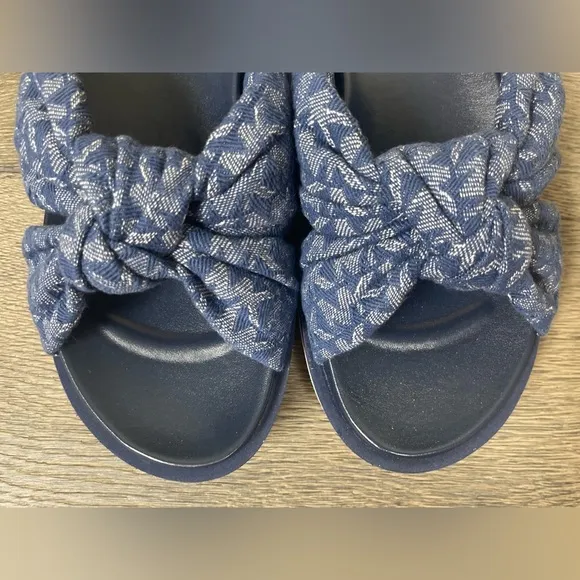 Michael Kors Womens Josie Knit Slip on Slide Sandals Blue 6 Medium (B M)