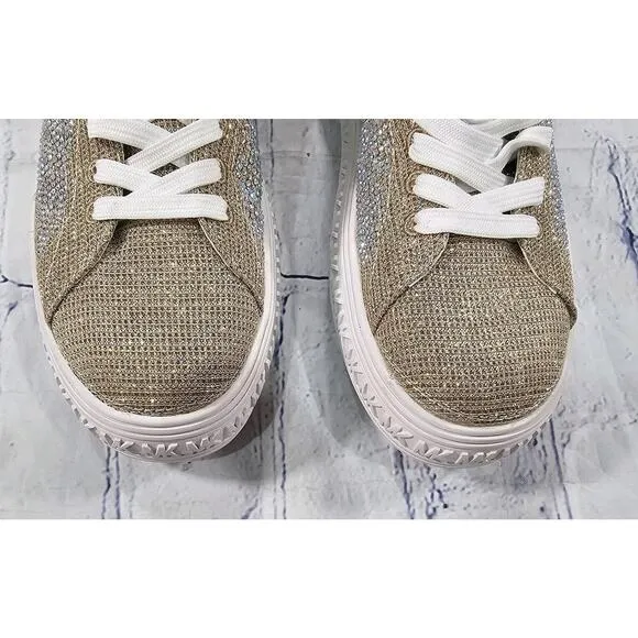 Michael Kors WOMENS SIZE 6 Grove Rhinestone Glitter Gold High Sneakers Shoes