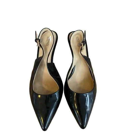Michael Kors Womens Black Kelsey Kitten Pointed Toe Slingback Pump High Heel 9.5