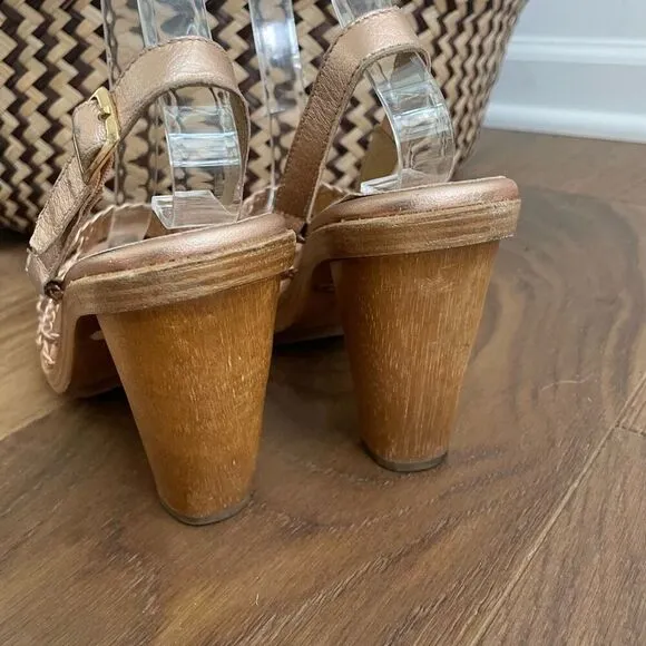 Michael Kors Rose Gold Metallic Pink Braided Strappy 4” Heels 6