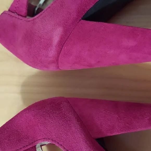 MICHAEL Michael Kors Berry Purple Strappy Suede Peep Toe Platform Heels Size 8.5