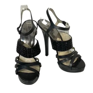 Michael Michael Kors Black Leather Strappy Studded Platform Stiletto Heels Sz 9