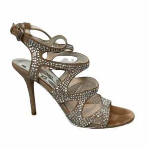 MICHAEL Michael Kors Jeweled Bling Strappy Brown Suede Slingback Stiletto Size6M