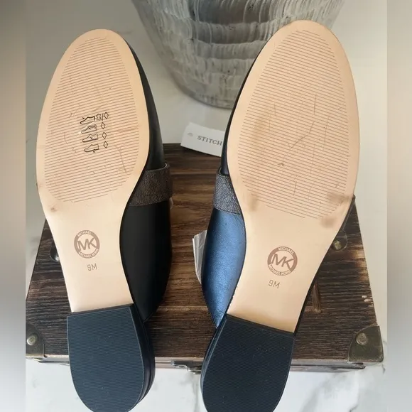 MICHAEL Michael Kors Plate Mules in Black &amp; Light Cream