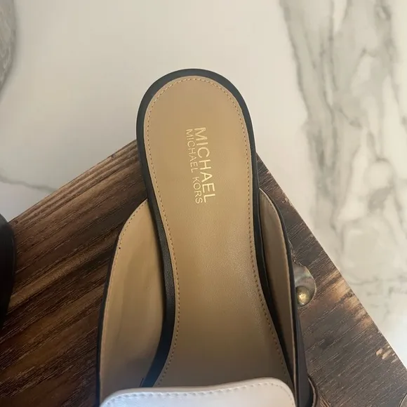 MICHAEL Michael Kors Plate Mules in Black &amp; Light Cream