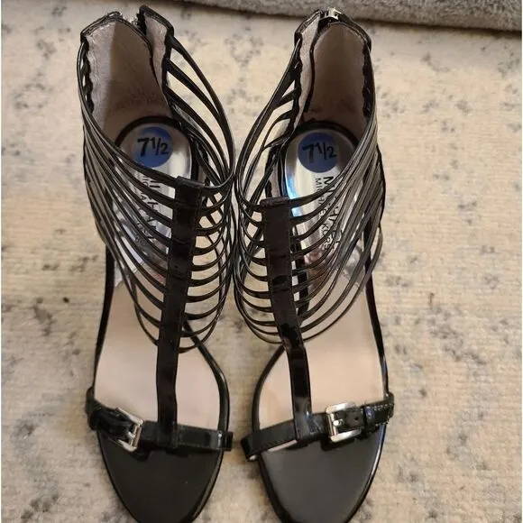 Michael Michael Kors 7.5 black strappy zip heels