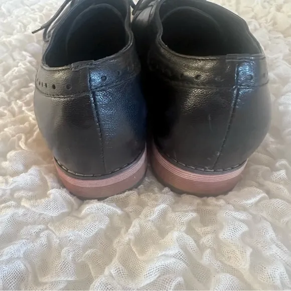 Mikcon Leather Oxfords Lace Up Black Size 8.5/40