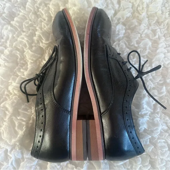 Mikcon Leather Oxfords Lace Up Black Size 8.5/40