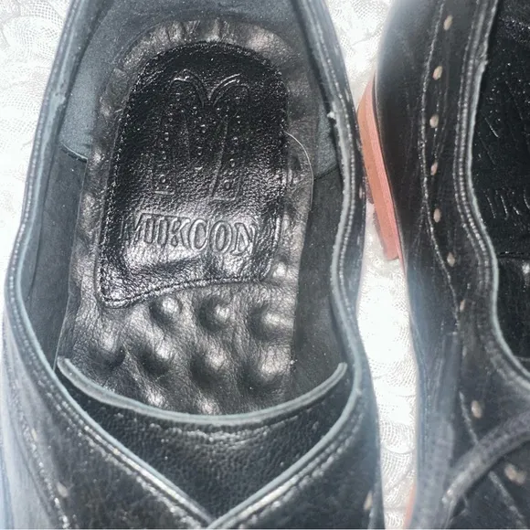 Mikcon Leather Oxfords Lace Up Black Size 8.5/40