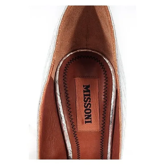 MISSONI MWOB Silver Snake Python Pointed Toe Leather Pumps Heels