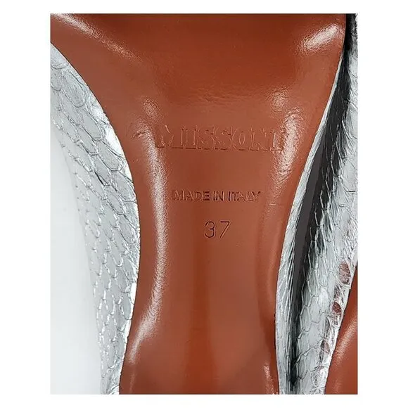 MISSONI MWOB Silver Snake Python Pointed Toe Leather Pumps Heels