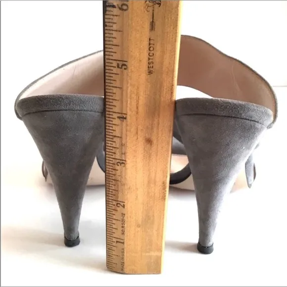 Miu Miu by Prada Gray Suede Heeled Sandals Size EU 37- US 6.5 Slip on Mules