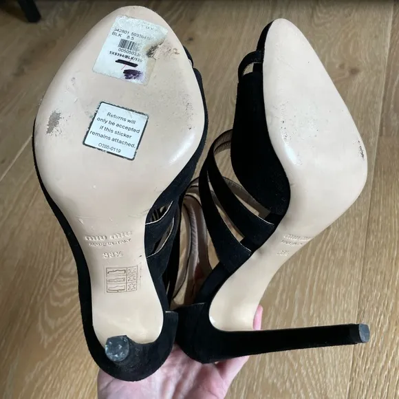 Miu Miu • Strappy Suede Black Heels