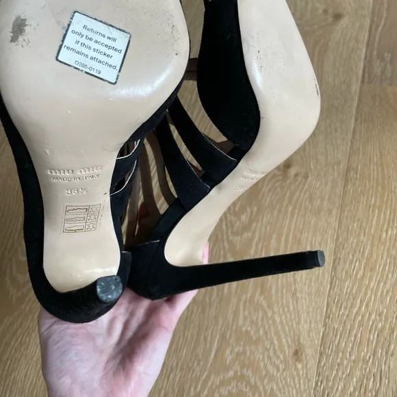 Miu Miu • Strappy Suede Black Heels
