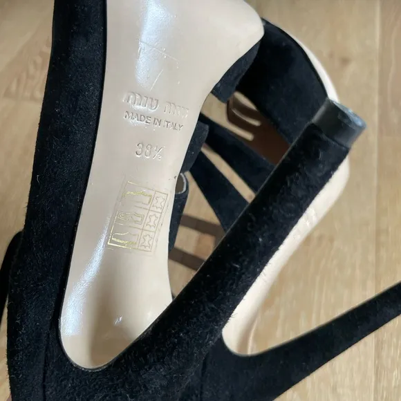 Miu Miu • Strappy Suede Black Heels
