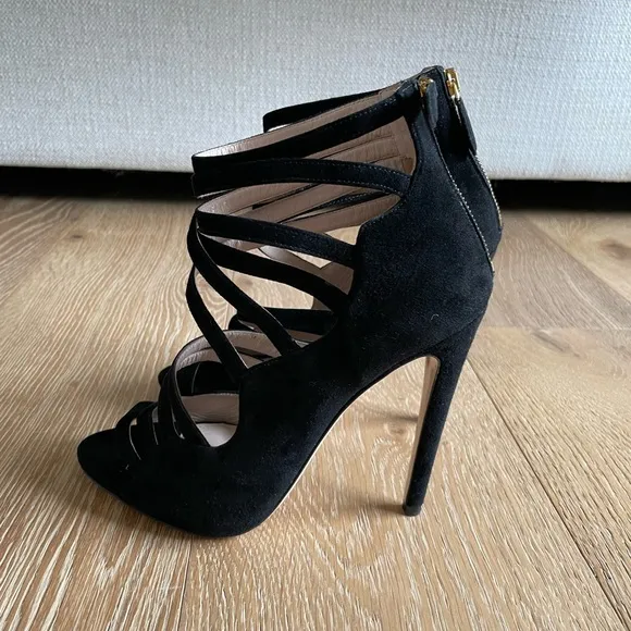 Miu Miu • Strappy Suede Black Heels