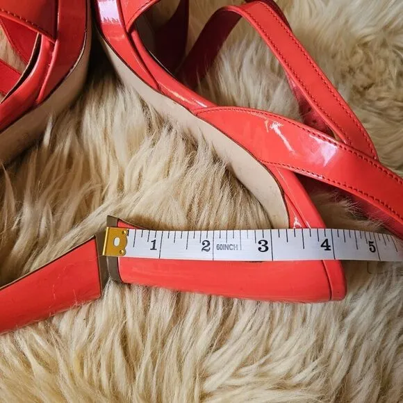 Miu Miu Orange Patent Leather Strappy Heels Size 39