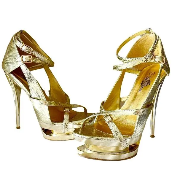 🏖️ Mix &amp; Match 3/$275 🏖️ Vintage Apple Bottom &quot;Cookie&quot; Gold Heels