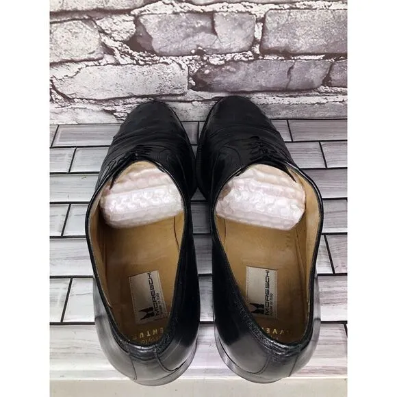 MORESCHI Black Leather Ostrich Cap Toe Oxfords Dress Shoes Men’s Sz 12M US/45EU
