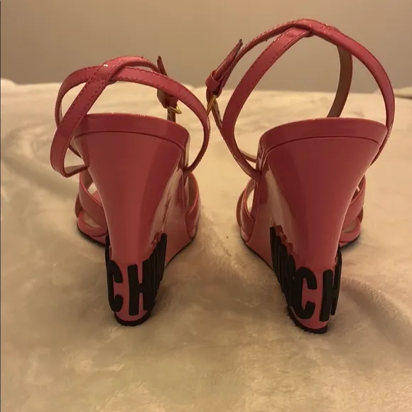 Moschino Pink Wedge Heels with Strappy Design