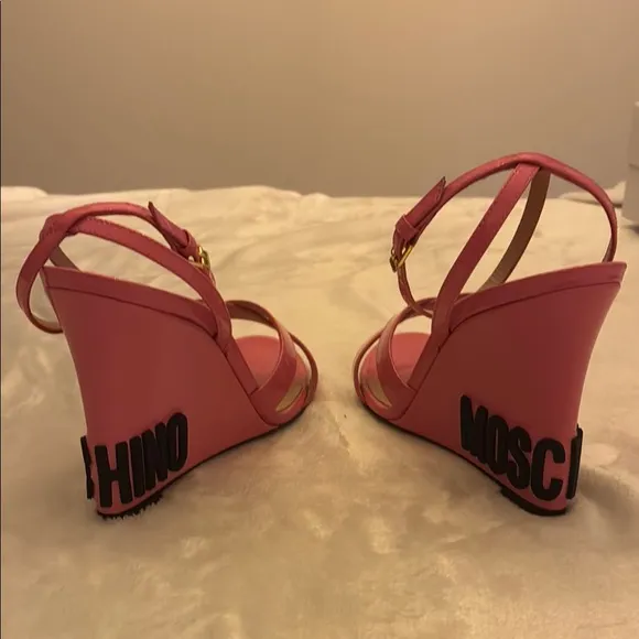 Moschino Pink Wedge Heels with Strappy Design
