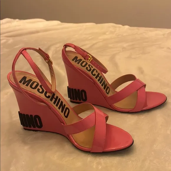 Moschino Pink Wedge Heels with Strappy Design