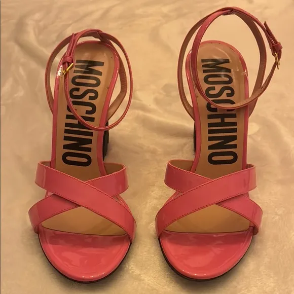 Moschino Pink Wedge Heels with Strappy Design