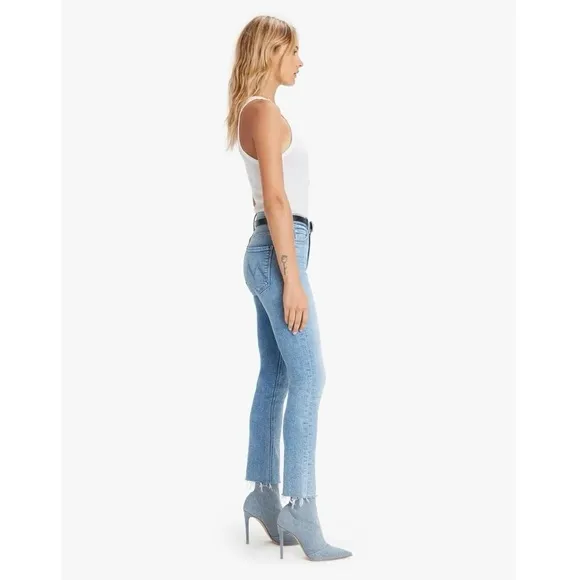 Mother Mid Rise Dazzler Ankle Fray Jeans Dropping In