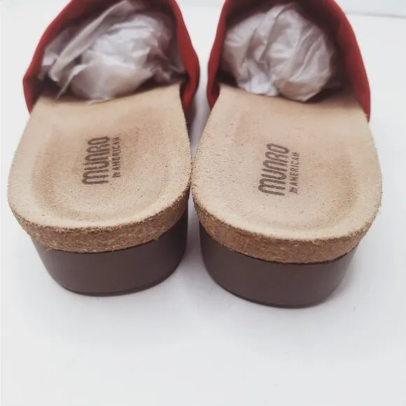 Munro Casita Slide Sandal Women's 9W Wide Shoes Brick Stretch Fabric Comfort