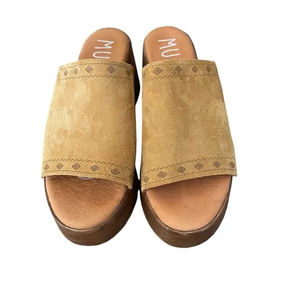 Musse &amp; Cloud Brown Suede Boho Mules Slide size 40 US 10