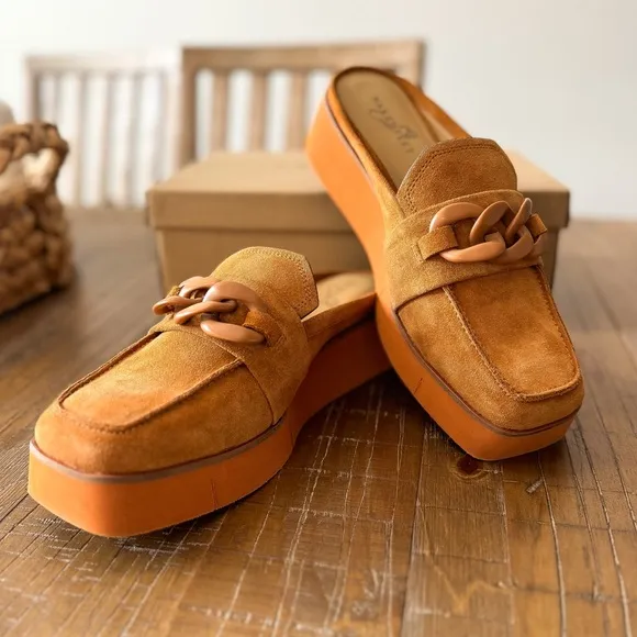 Naked Feet Mitzi Camel  Platform Mule with chunky platform sole