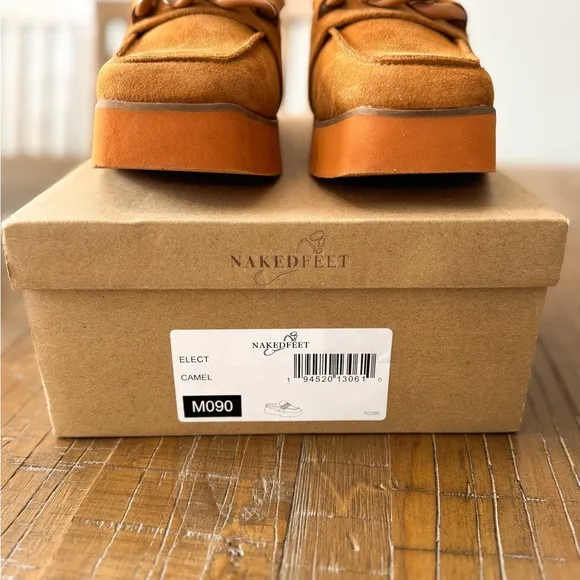 Naked Feet Mitzi Camel  Platform Mule with chunky platform sole