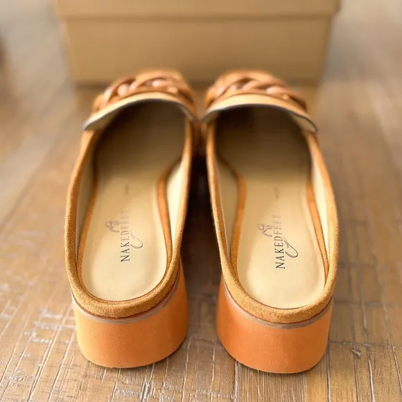 Naked Feet Mitzi Camel  Platform Mule with chunky platform sole