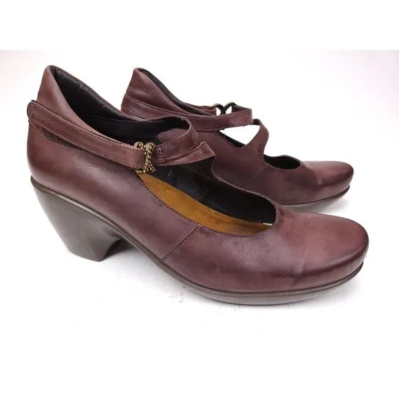 NAOT Distressed Leather Clogs Mary Jane Heeled Clog Shoes Womens Sz 40/ 9-9.5 US