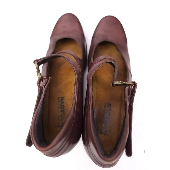 NAOT Distressed Leather Clogs Mary Jane Heeled Clog Shoes Womens Sz 40/ 9-9.5 US
