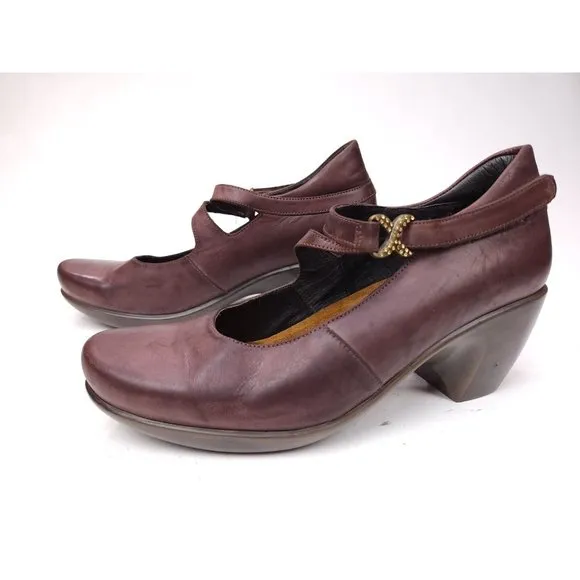 NAOT Distressed Leather Clogs Mary Jane Heeled Clog Shoes Womens Sz 40/ 9-9.5 US