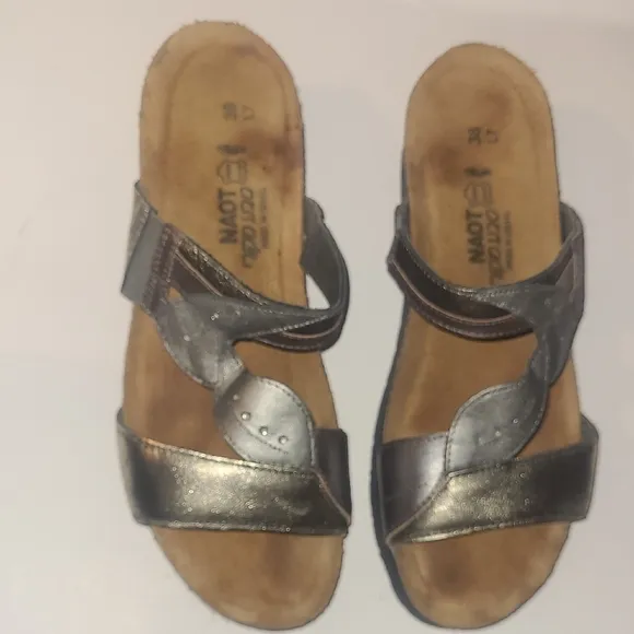 Naot Sandals Slides Leather Kimberly Metallic Boho Whimsy Fairy Beach Granny