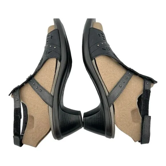 Naot Women's Leather Rivet Vogue Strappy Heels Brushed Metallic Black/Grey Sz 39