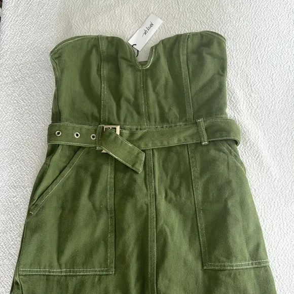 Nasty Gal Twill Bandeau Mini Dress, BRAND NEW, Size 6, $88