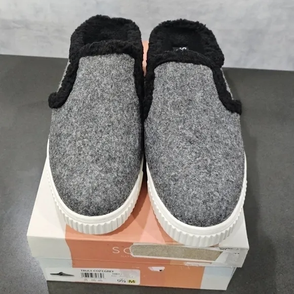 Naturalizer Soul Cozy Grey Slip On Mules Size 9.5